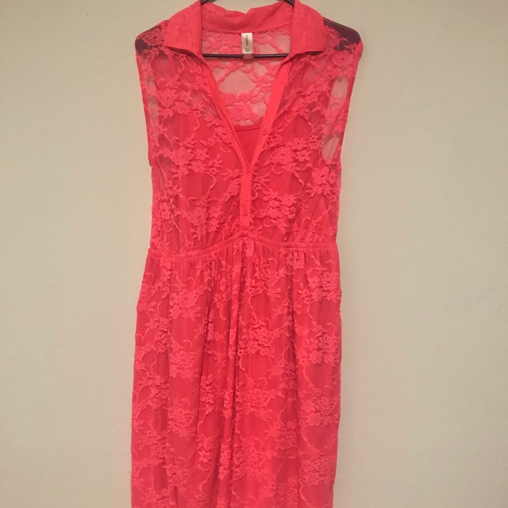 Summer coral lace dress